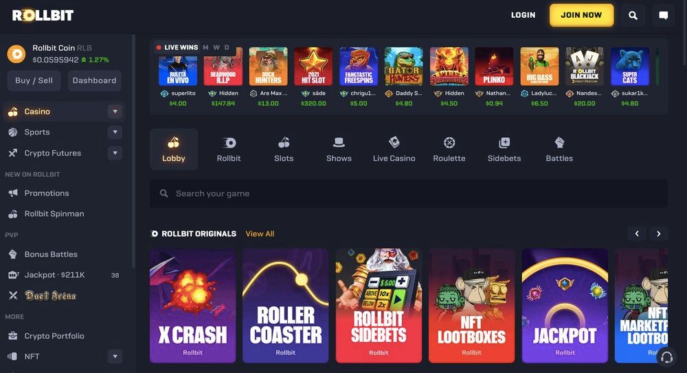 Rollbit homepage